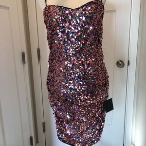 Radiant Impression Pink Multi Sequin Bodycon Mini Dress